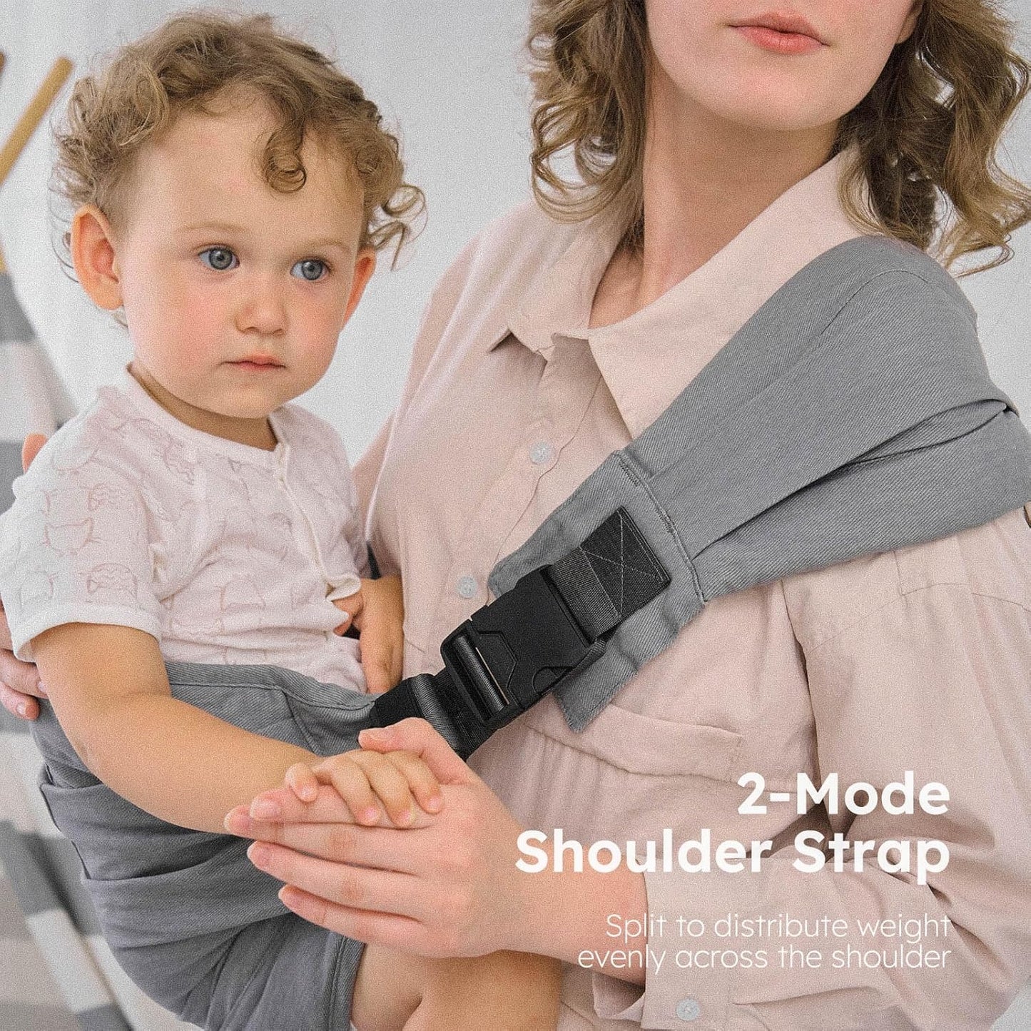 Toddler Carrier - Premium Cotton, Large Seat & Back Support, with Large Pocket, One Size Fits Most, Ideal for 6-48 Months (16-44 lbs), Beige, Regular Fits Up to 4XL