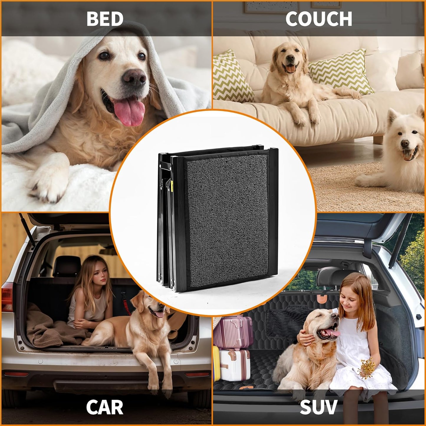 Dog Ramp for Large Dogs, Extra Long 71" & 17.3" Wide Folding Dog Ramp for High SUV & Truck, Portable Non-Slip Pet Ramp for Car, Supports 250 lbs