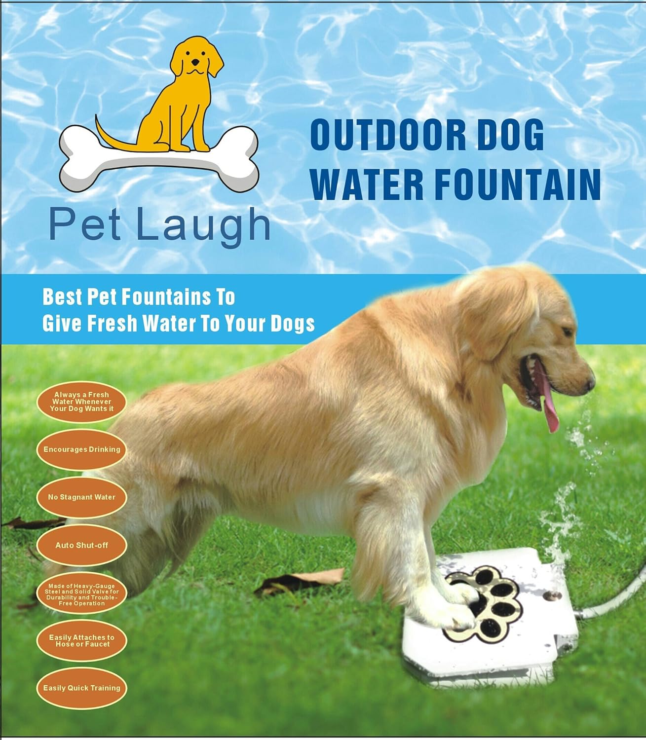 Updated Version Dog Water Fountain Automatic Dog Waterer Step-on Outdoor Fresh Cold Drinking Water for Dogs, Updated Version NO Leakage at All