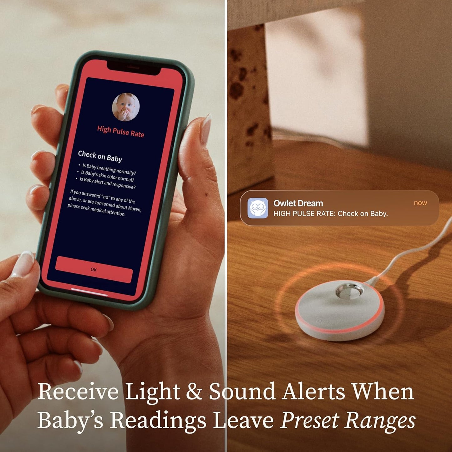 Owlet Dream Sock® - FDA-Cleared Smart Baby Monitor - Track Live Pulse (Heart) Rate, Oxygen in Infants - Receive Notifications - Mint