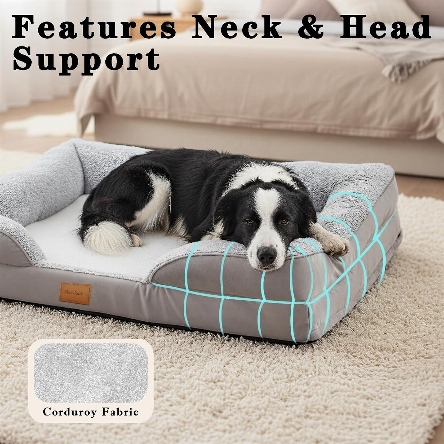 Orthopedic Memory Foam Small/Medium Dog Bed,Waterproof Small Pet Beds,Washable Removable Cover Dog Couch,Support for Joint Pain. (Grey, Small)
