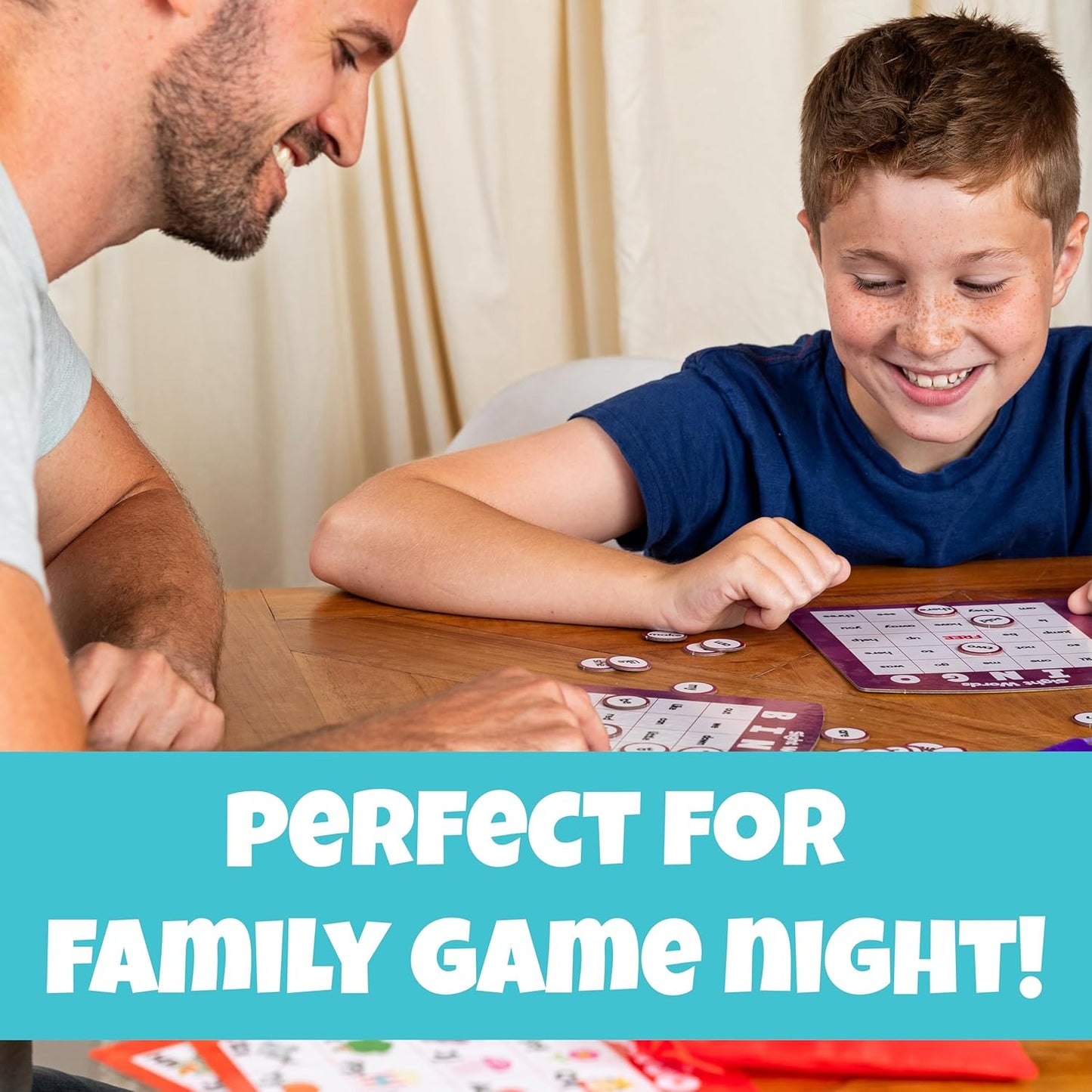 Chuckle & Roar Family Bingo – 4-in-1 Educational Bingo Game for Kids Ages 3–6+ | Animal, Alphabet, Sight Word & Number Bingo | 1–6 Players