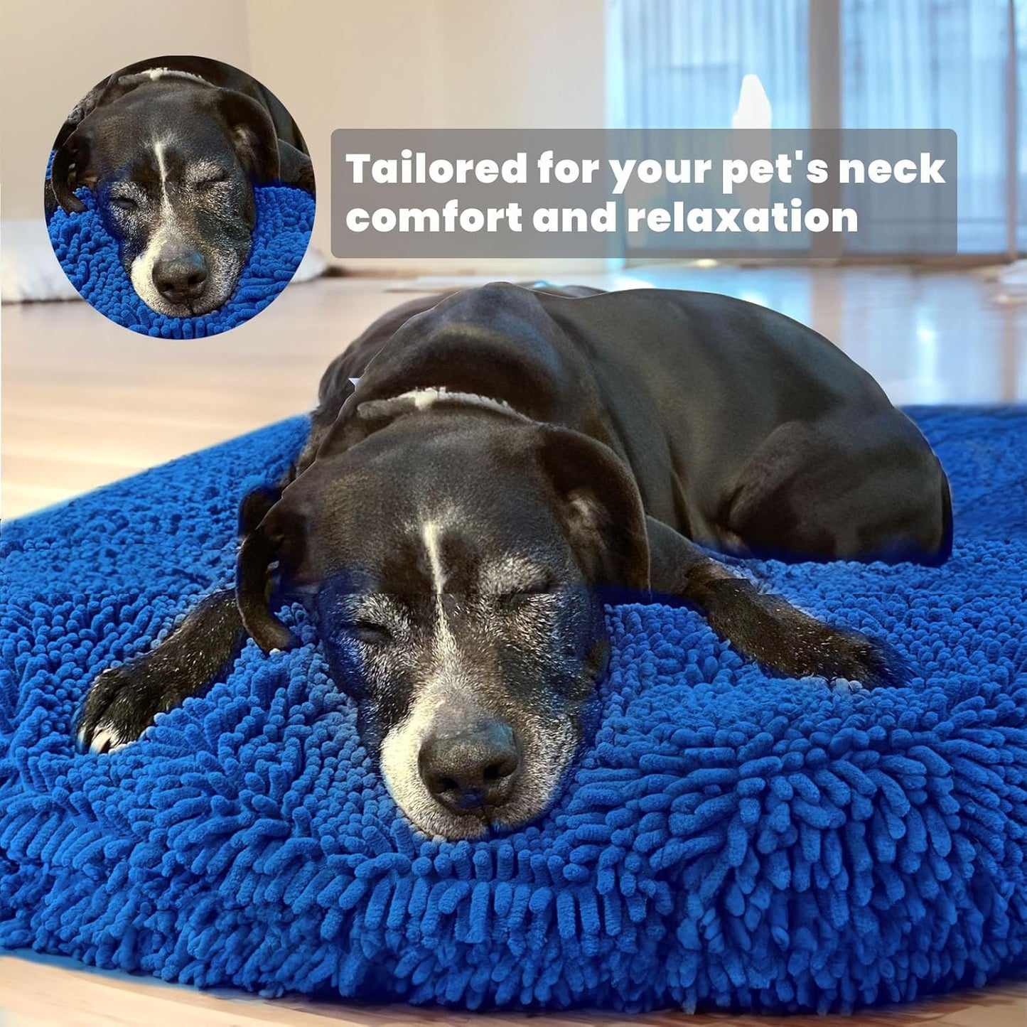 Muddy Mat® Cloud K-9 Bed for Dogs & Cats, Soft & Relaxing Donut Dog Bed, Chenille Material, Removable Cover, Washable & Dryer Safe–Navy Blue Large(40'x40')