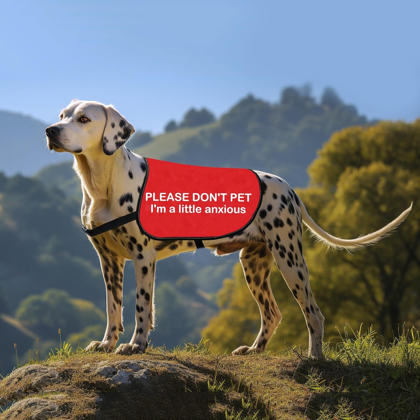 HOLLP Anxious Dog Jacket 'PLEASE DON'T PET I'm A Little Anxious' Red Christmas Dog Gift (Little Anxious-Large)