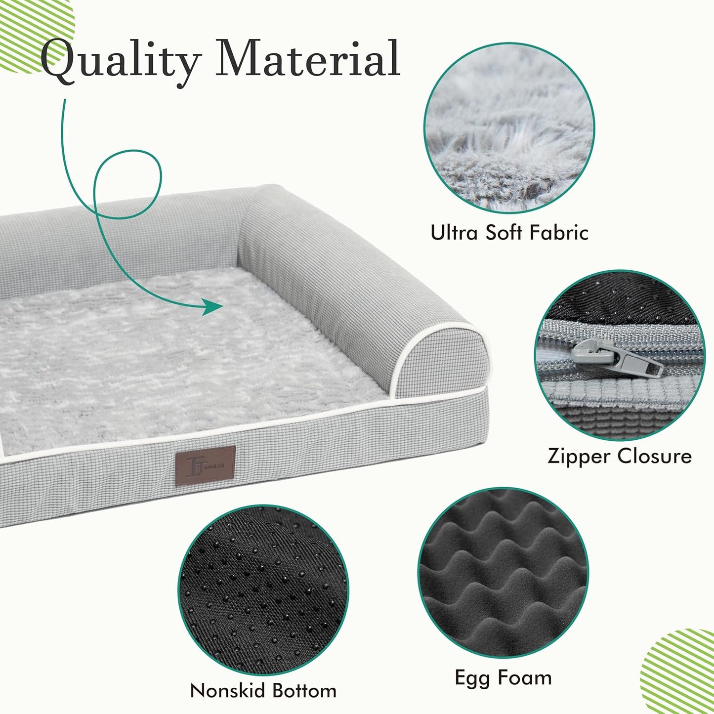 Orthopedic Dog Beds for Small Medium Dogs,Waterproof Lined Egg Crate Foam Pet Bed Mat with Removable and Washable Cover and Non Slip Bottom,Dog Sofa Soft Bed