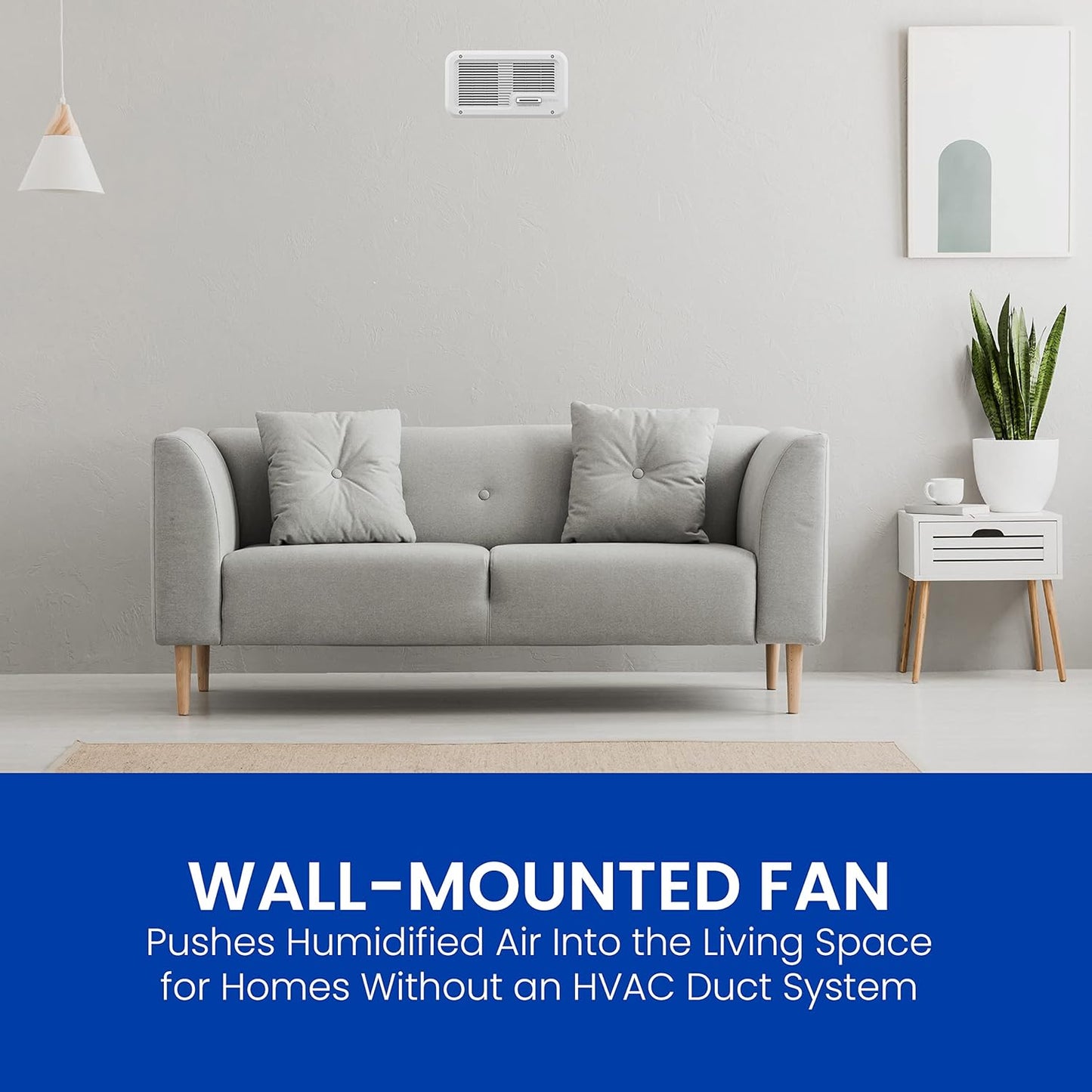 AprilAire 865 Whole-House Steam Humidifier, Manual Steam Humidifier with Wall Mount Fan, Whole-House Humidifier for Homes without HVAC Duct System up to 10,300 Sq. Ft., White