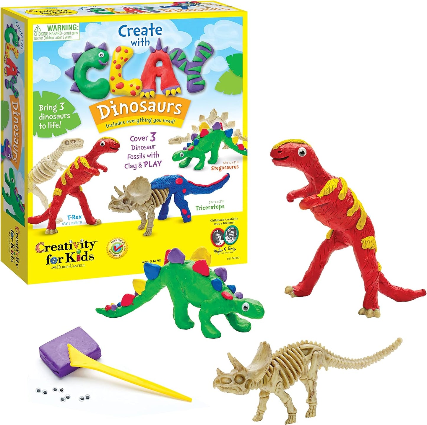 Creativity for Kids Create with Clay Dinosaurs: Sensory Craft, Creative Toy, Dinosaur Children's Toy, Boy Gifts, Easter Basket Stuffers for Kids (Ages 5+)