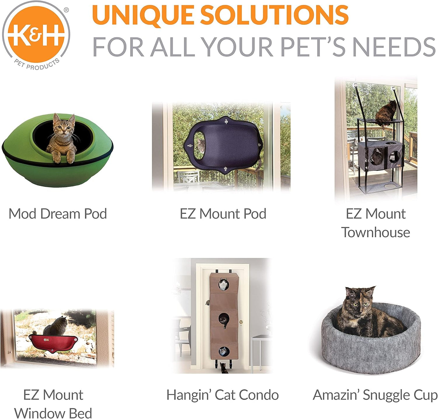 K&H Pet Products Cat Tower Tree Condo for Multiple Large Indoor Cats, Modern Cute Multi-Level Hammock Bed, Kitten & Adult House Activity Cave Large Cozy Hideaway - 3 Level Denim 22 X 30in