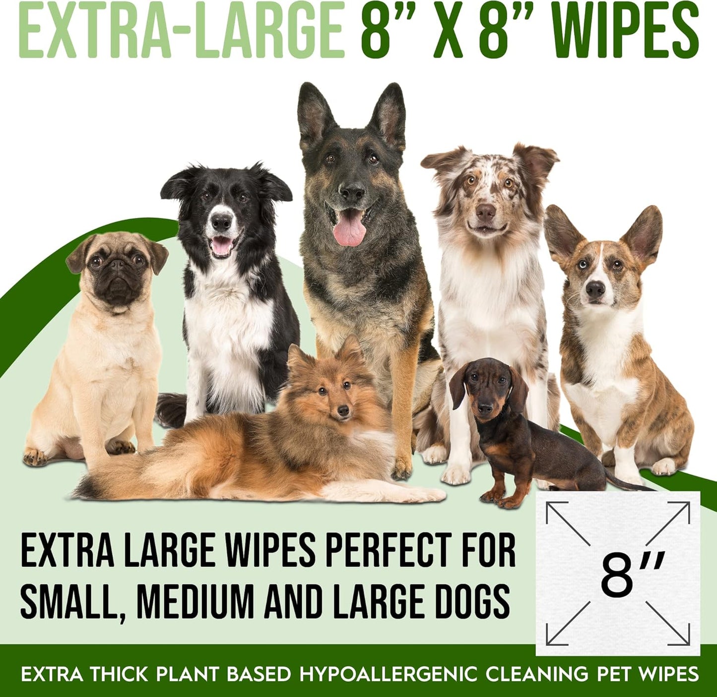 400 Dog Wipes for Paws and Butt and 125 Ear Wipes for Dogs and Cats, Hypoallergenic, Extra Large Grooming Wipes for Pets