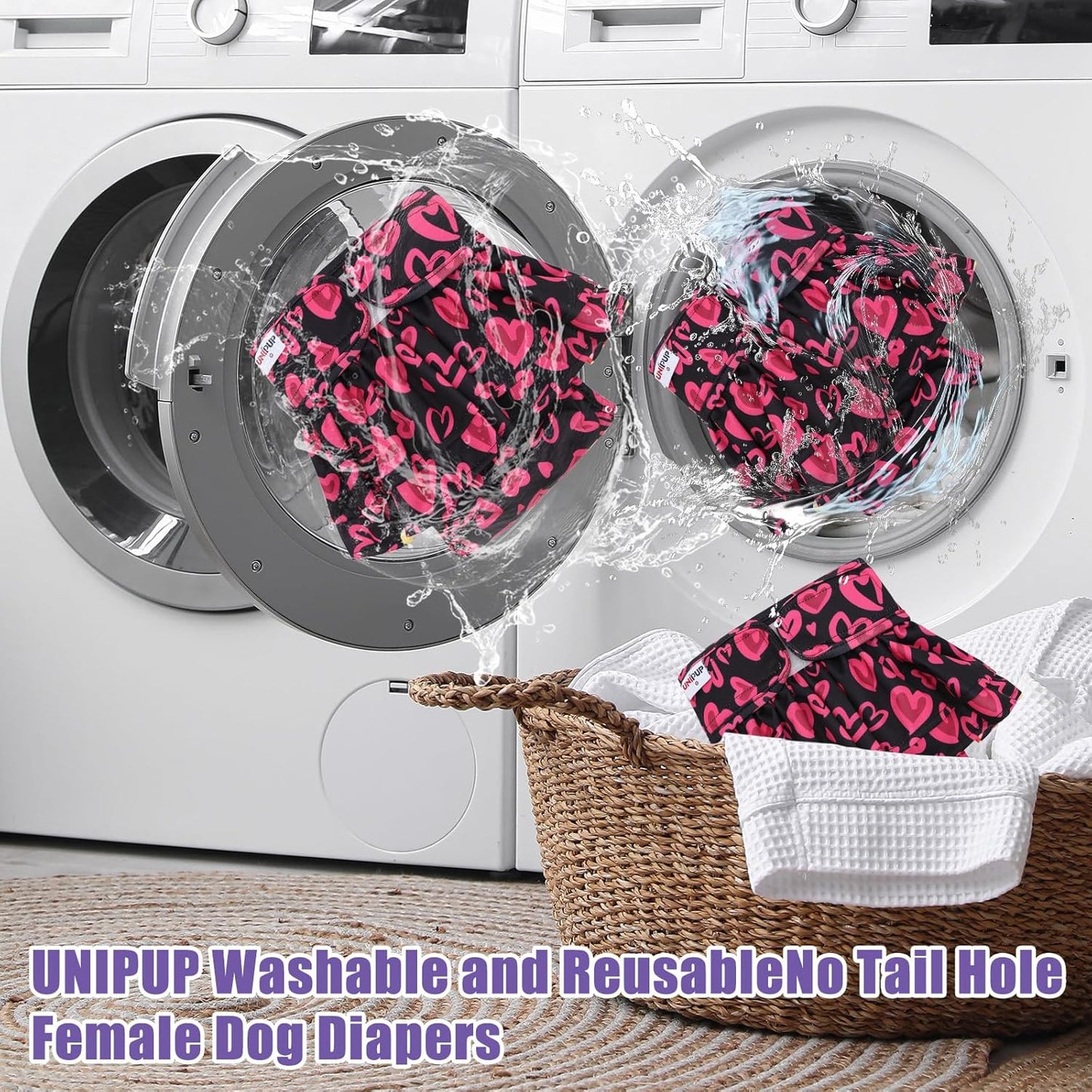 Female Dog Diapers Reusable No Tail Hole Period Panties Washable Diapers Female for Docked-Tail Frenchie French Bulldog Boston Terrier Without Tail (2 Pack Regular+2 Pack Skirts) U-WWDQB02M