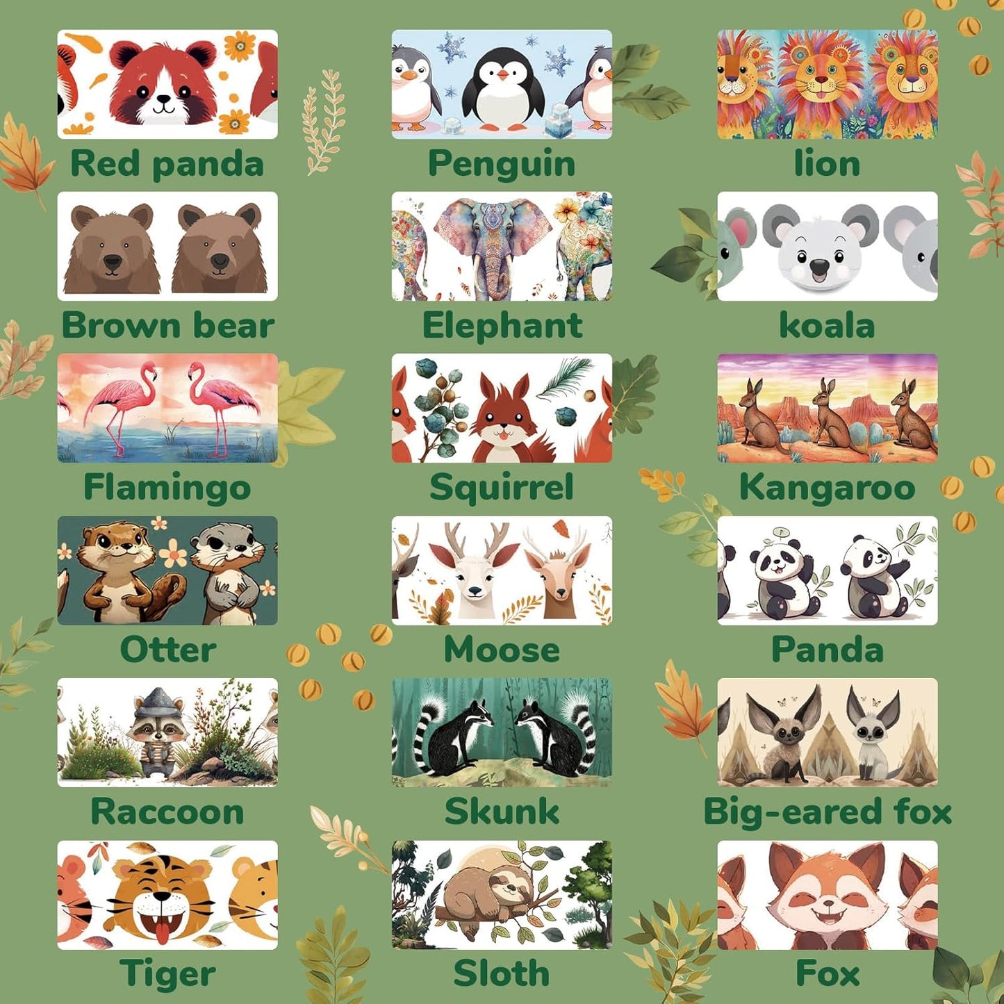 WAPETASHI Cute Washi Tape Set, 38 Rolls Animals Washi Tapes for Journaling Supplies, 25mm & 15mm Wide Kawaii Tape for Scrapbooking, Planners, DIY Crafts, Gift for Kids