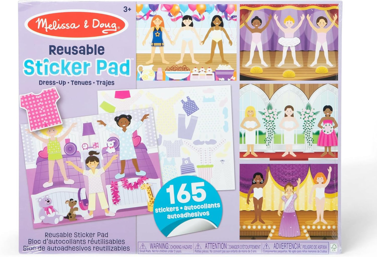 Melissa & Doug Reusable Sticker Pad: Dress-Up - 165+ Reusable Stickers - Removable Stickers, Kids Fashion Activities, Restickable Sticker Book for Kids Ages 3+