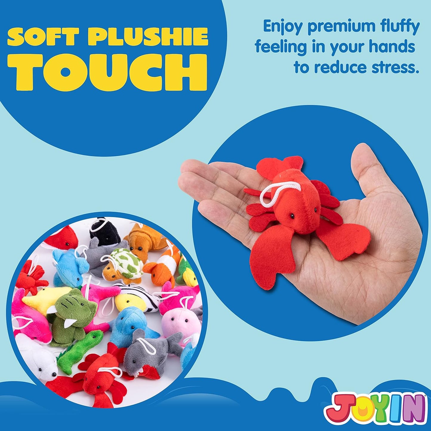 JOYIN 24 Pcs Mini Sea Animal Plush Toys (24 Units 3" Each), Stuffed Sea Animal Bulk for Kids Birthday Party Favors, Pinata Fillers, Goodie Bag Fillers, School Prizes,Easter Party Supplies