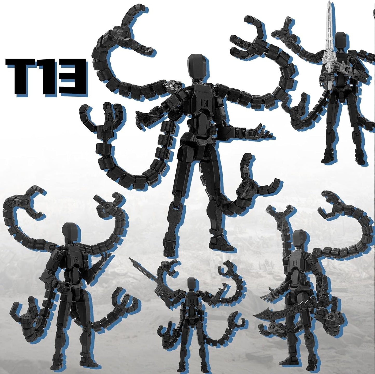 T13 Already Assembled Action Figure Accessories,T13 Multi-Jointed Movable,for Collectors Desktop Decorations t-13 Movability 3D Printed Toys