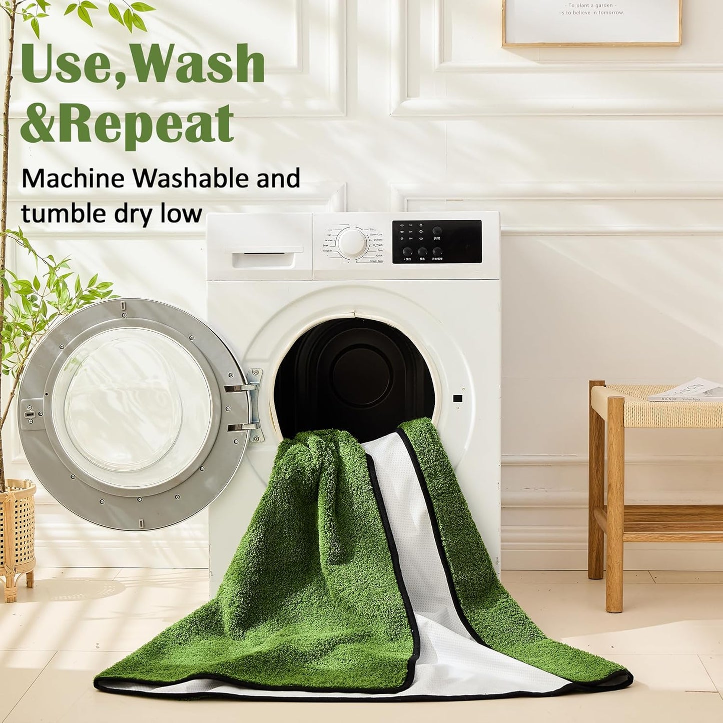 Qeils Reusable Dog Pee Pads, 2 Pack Super Absorbent & Leakproof Washable Puppy Pads with Soft Green Top Layer, for Potty Training, Crates, Couch, Car Seats & Pet Beds, 18"x24"