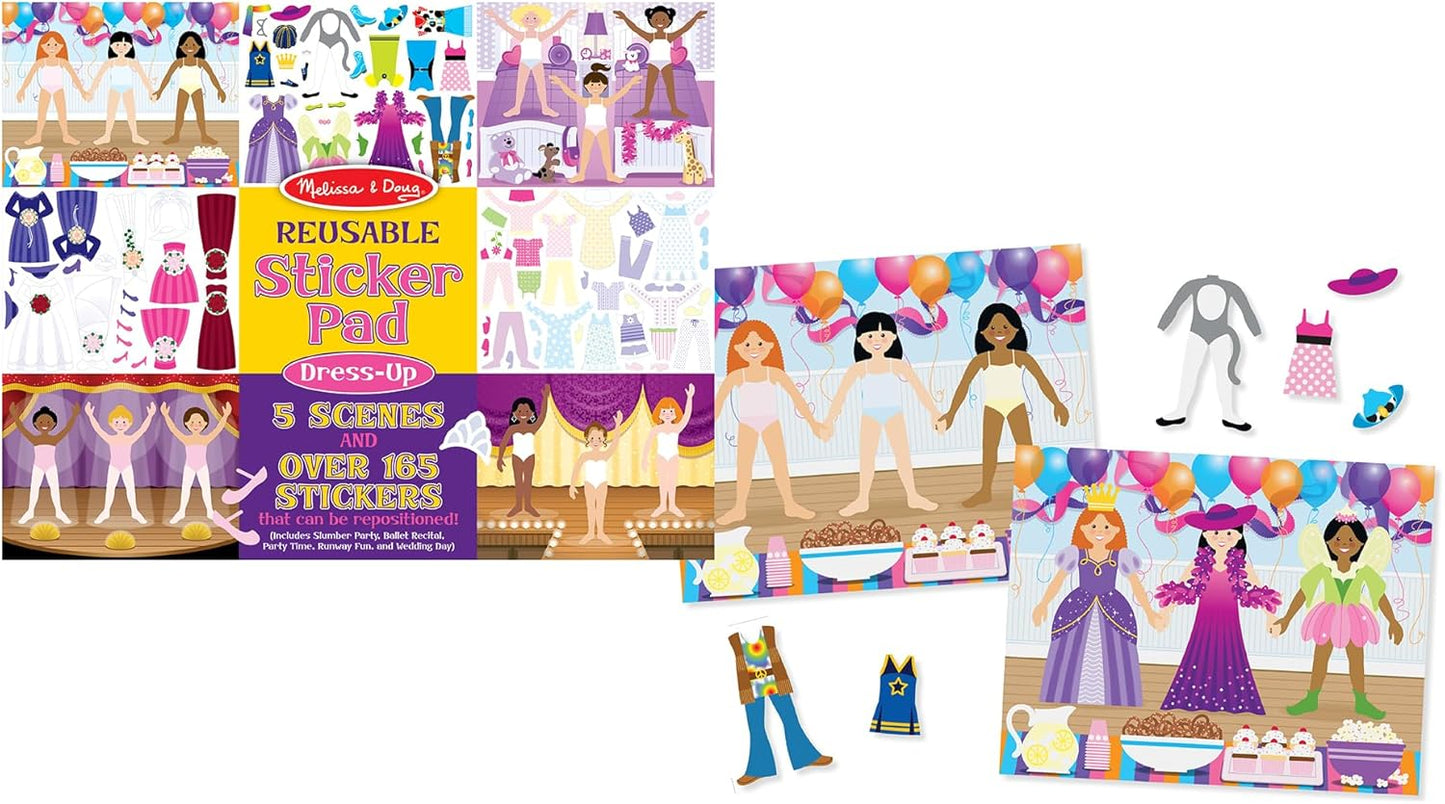Melissa & Doug Reusable Sticker Pad: Dress-Up - 165+ Reusable Stickers - Removable Stickers, Kids Fashion Activities, Restickable Sticker Book for Kids Ages 3+