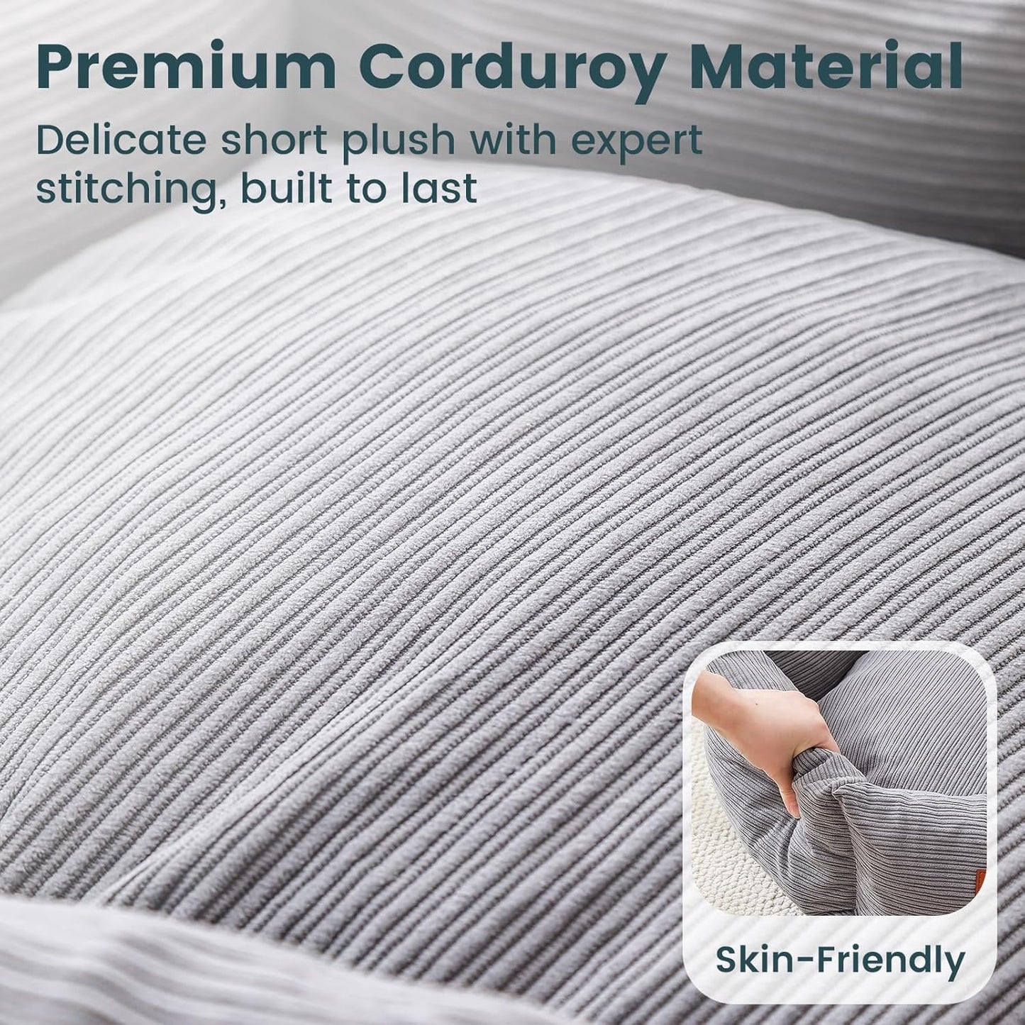 Medium Dog Bed, 30 Inch Washable Corduroy Dog Bed with Removable Cover & Anti-Slip Bottom, Durable Comfort for Medium to Large Dogs up to 45 lbs (Gray)