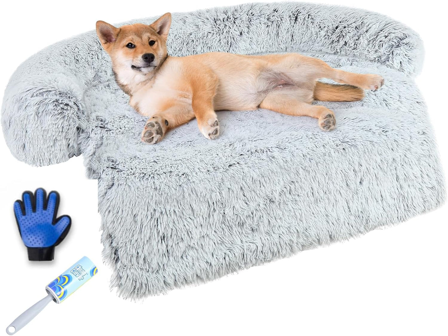 Luxurious Dog Couch Bed Protector for Dogs Memory Foam, Removable Fluffy Plush Pet Couch Cover for Dogs Washable, Calming Dog Sofa Beds, Waterproof Couch Protector, Pet Beds Mats for Couch(XL)