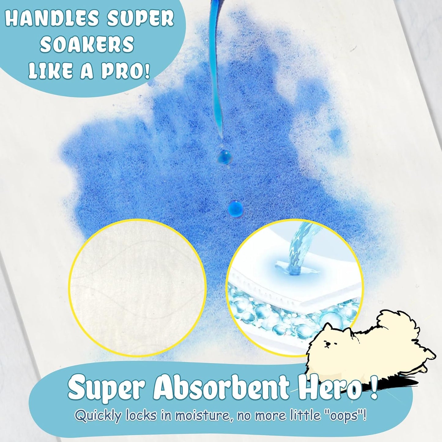 LeapSheep Dog Diaper Liners Pee Pads for Male and Female Dogs, Dog Period Pads, Super Soft Absorbtion Dog Booster Pads Fits Belly Bands, Wraps and Washable Doggy Diapers Female (S, 50)