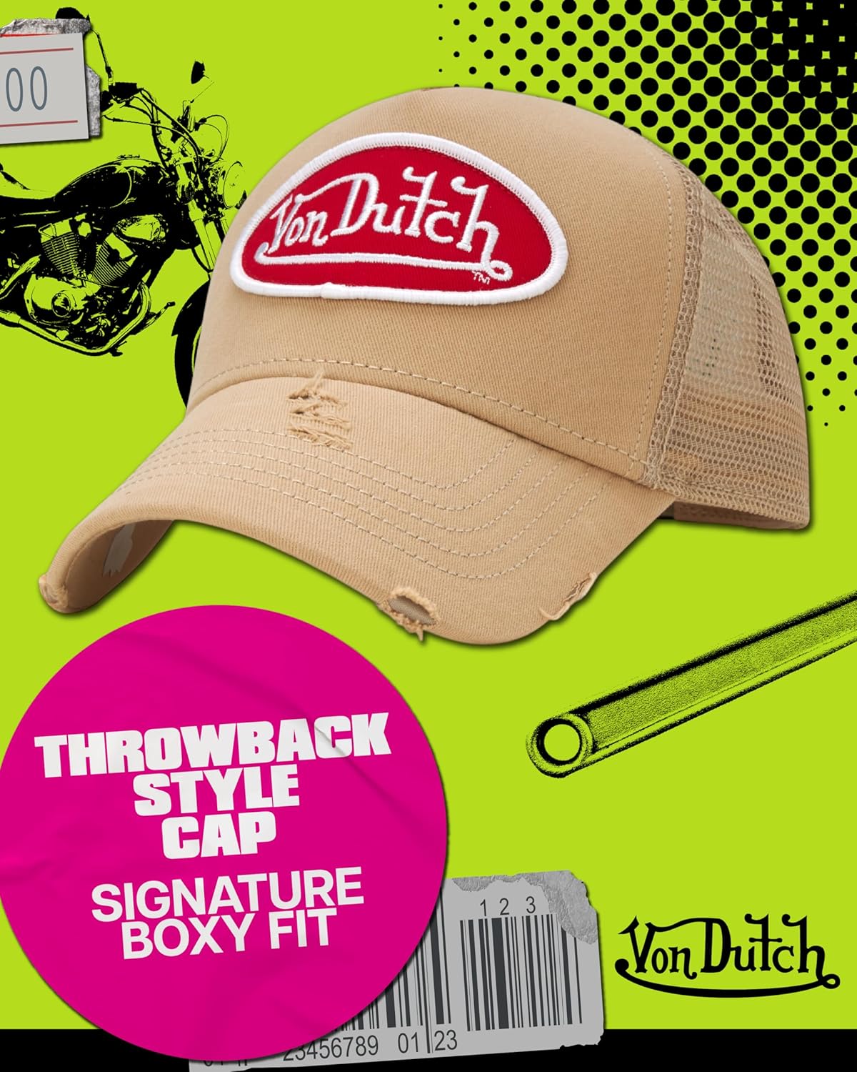 Von Dutch Unisex Trucker Hat - Curved Bill Mesh Back Retro Classic Colorblock Snapback Baseball Cap for Men and Women