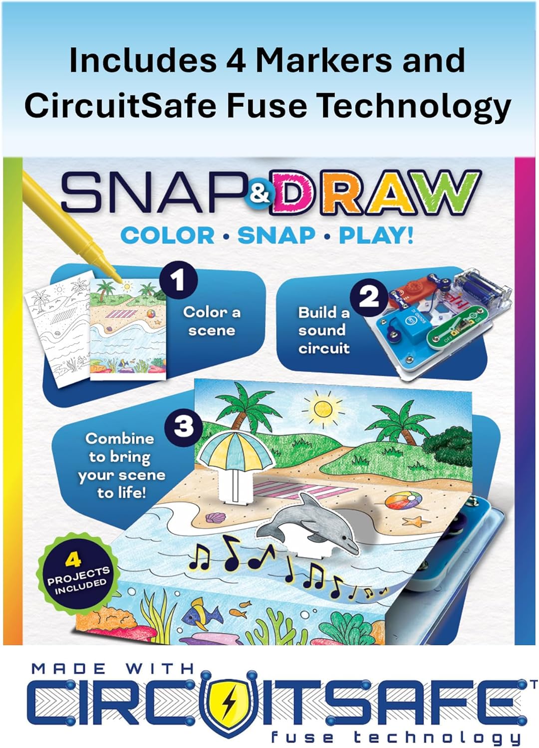 SNAP CIRCUITS Snap & Draw STEAM Toy for Boys and Girls | STEM Toy for Kids 4+ yrs | Art & Science Activity Kit | Building Kit
