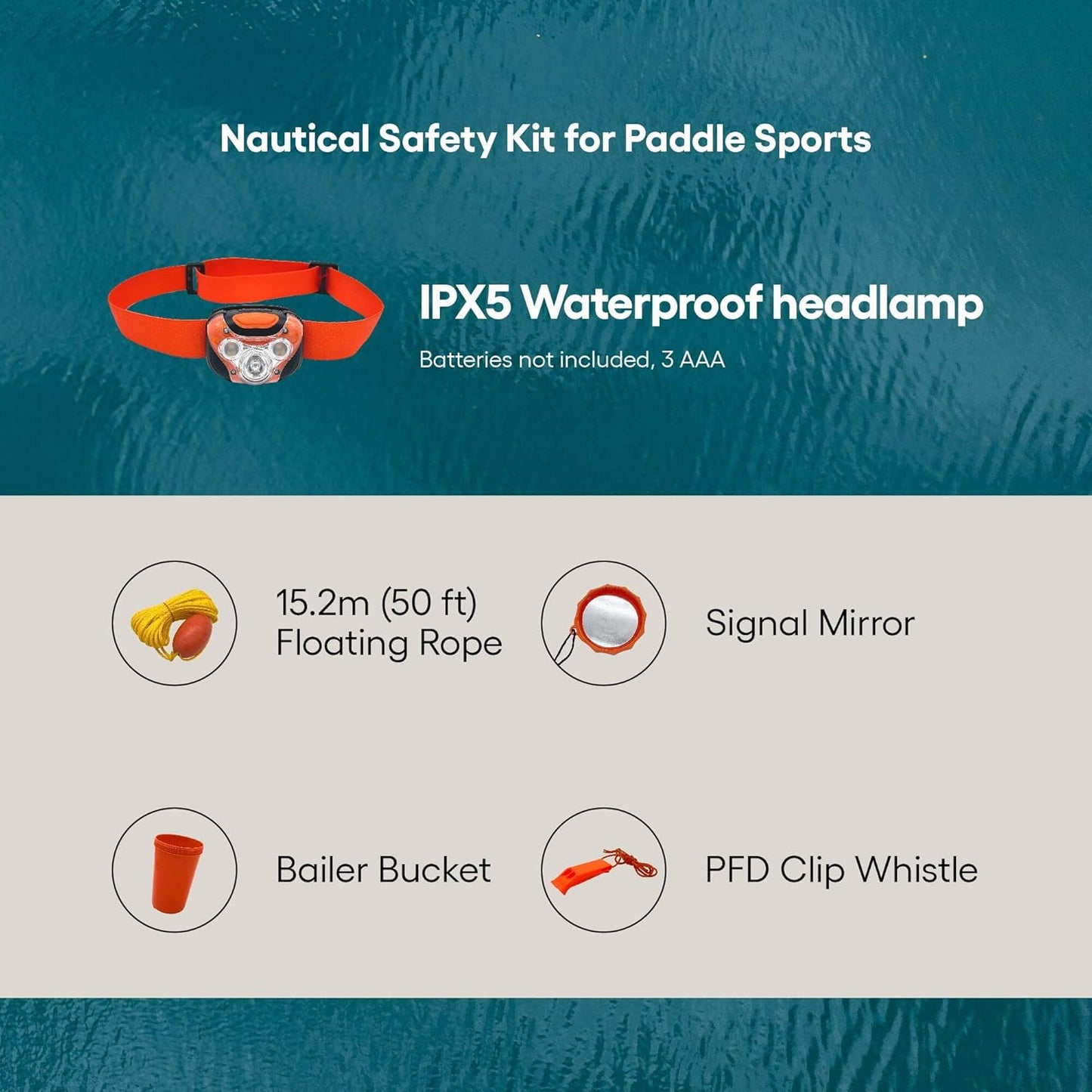 Pelican Nautical Safety Kit for Paddle Sports, Water Sport & Boating - Orange