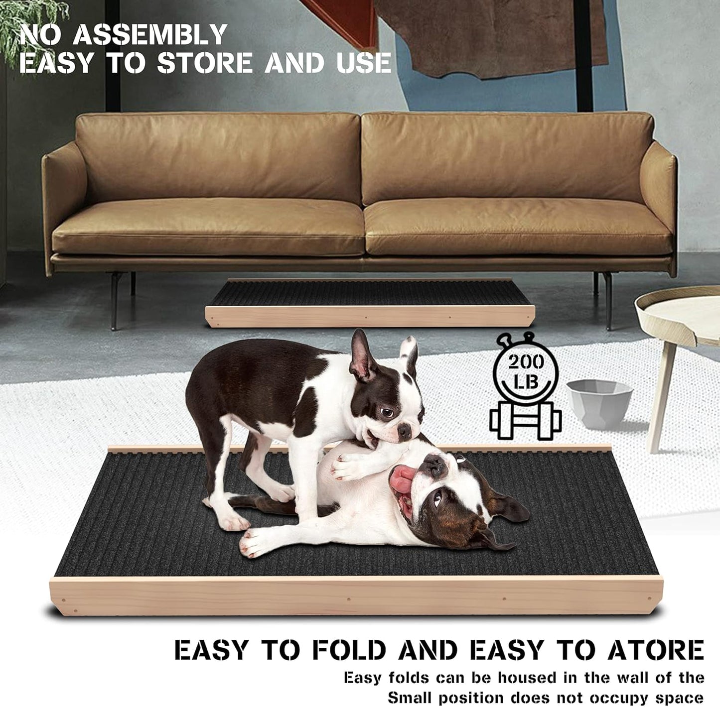 Adjustable Pet Ramp for All Dogs and Cats - Folding Portable Dog Ramp for Couch or Bed with Non Slip Carpet Surface, 40”Long and Height Adjustable from 9”to 24” - Up to 100 Lbs