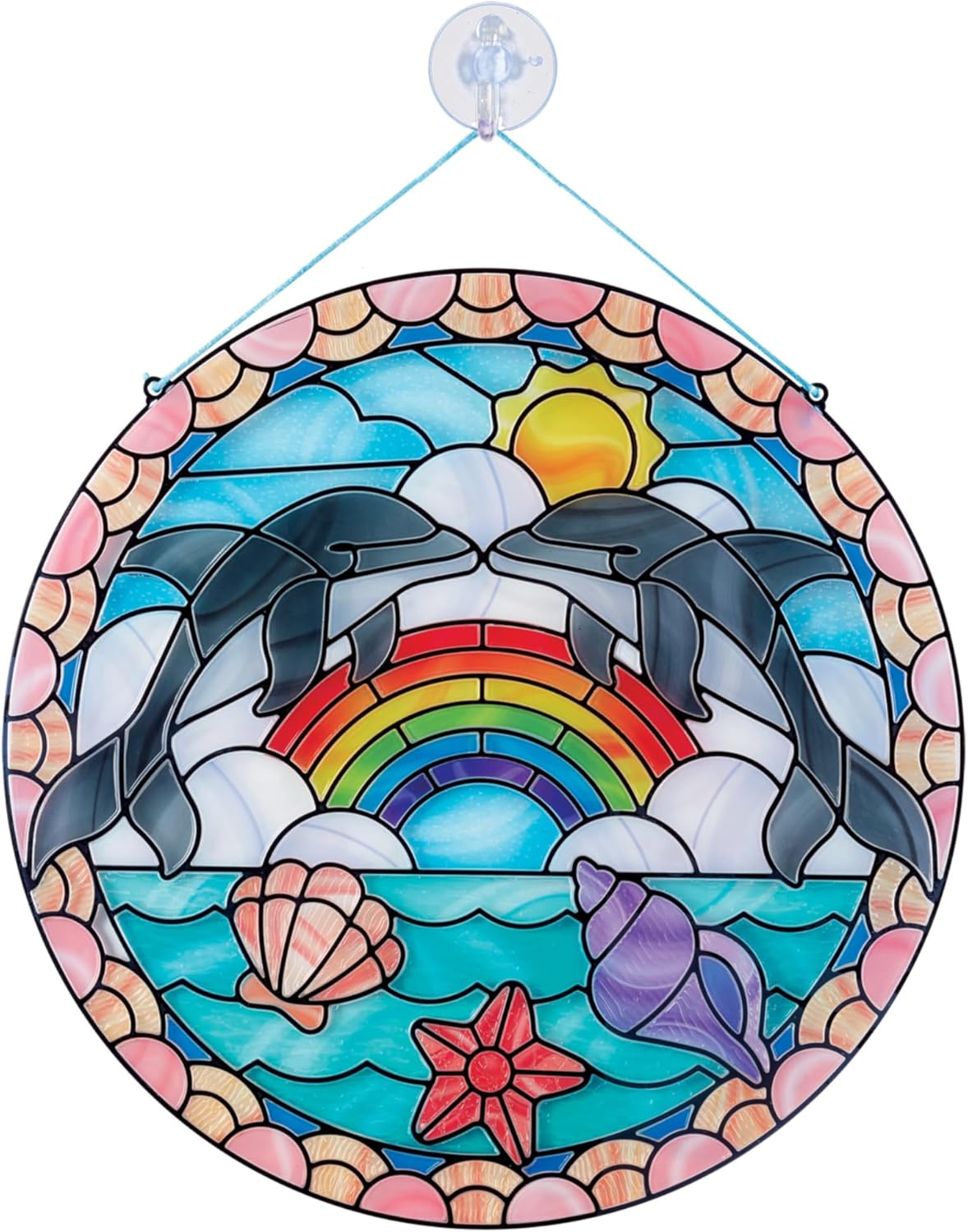 Melissa & Doug Stained Glass Made Easy Craft Kit: Dolphins - 180+ Stickers