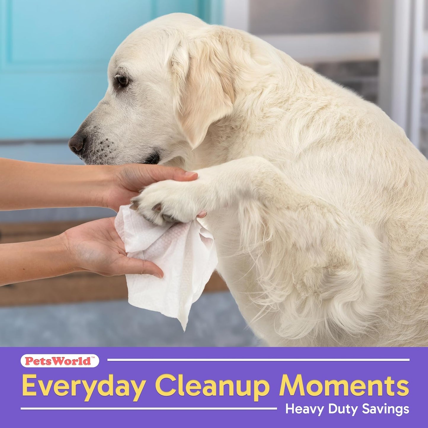 PETSWORLD 3-in-1 Pet Wipes | Hypoallergenic, Unscented & Biodegradable Grooming Wipes for Body, Paws & Butt | Thick, Durable, Daily Use Pet Cleaning Wipes (600 Count)