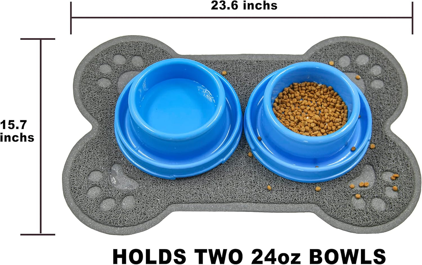 Petlike Pet Feeding Mat for Large Dogs and Cats, Non-Slip and Waterproof Large Dog Bowl Mat for Food and Water, Easy to Clean(Exclude Bowl…