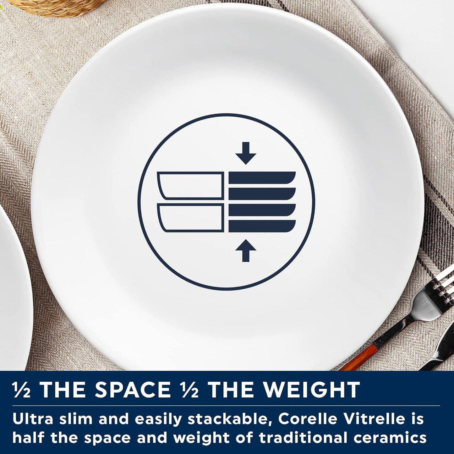 Corelle 12pc Bella Faenza Dinnerware Set for 4 - 3X More Durable Glass, Half Weight of Ceramic, up to 80% Recycled