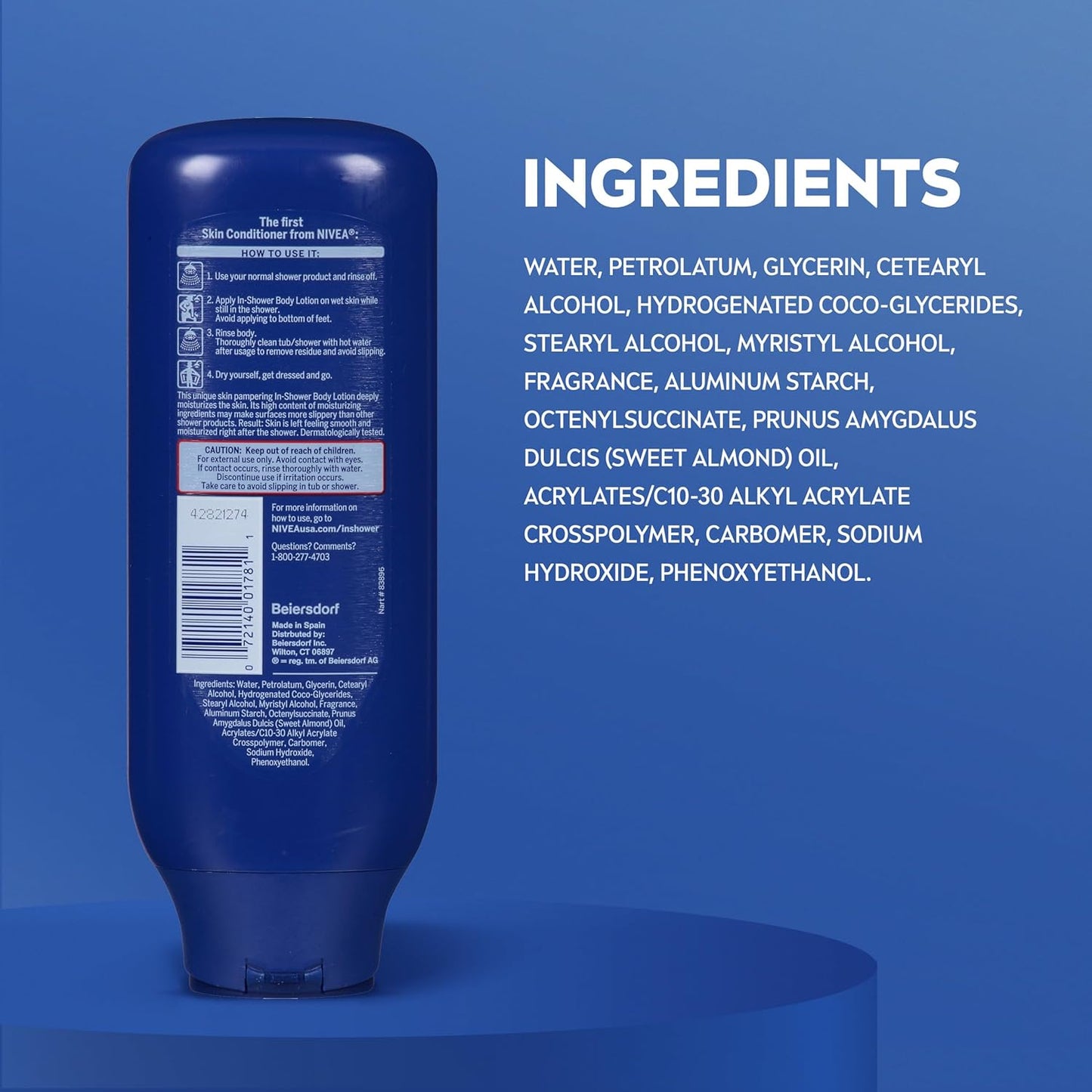 NIVEA Nourishing In Shower Lotion, Water Activated In Shower Moisturizer for Dry to Very Dry Skin, 13.5 FL OZ Bottle