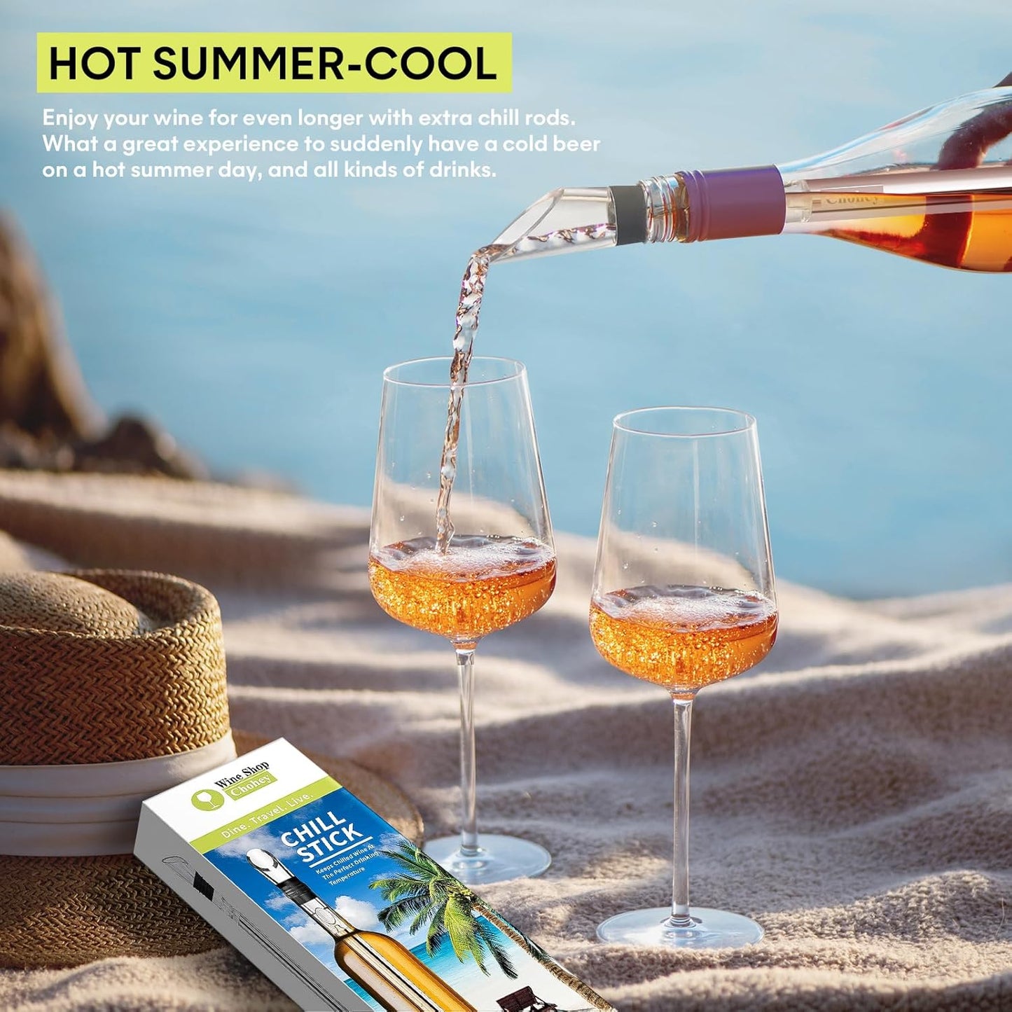 Wine Chiller - Wine Cooler Stick, 3 in 1 Stainless Steel Wine Bottle Chiller with Aerator and Pourer, The Best Holiday Gifts.