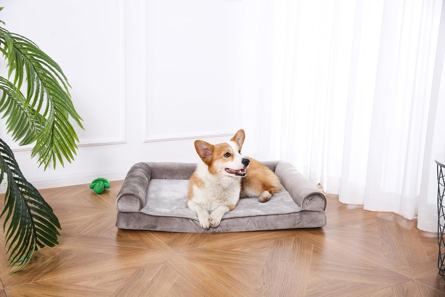 Amazon Basics Dog Bed with Cooling Gel Memory Foam, Pressure-Relief Support for Dogs up to 55lbs, Non-Slip Bottom, Machine Washable Cover, Large Sized (36" x 27"), Taupe