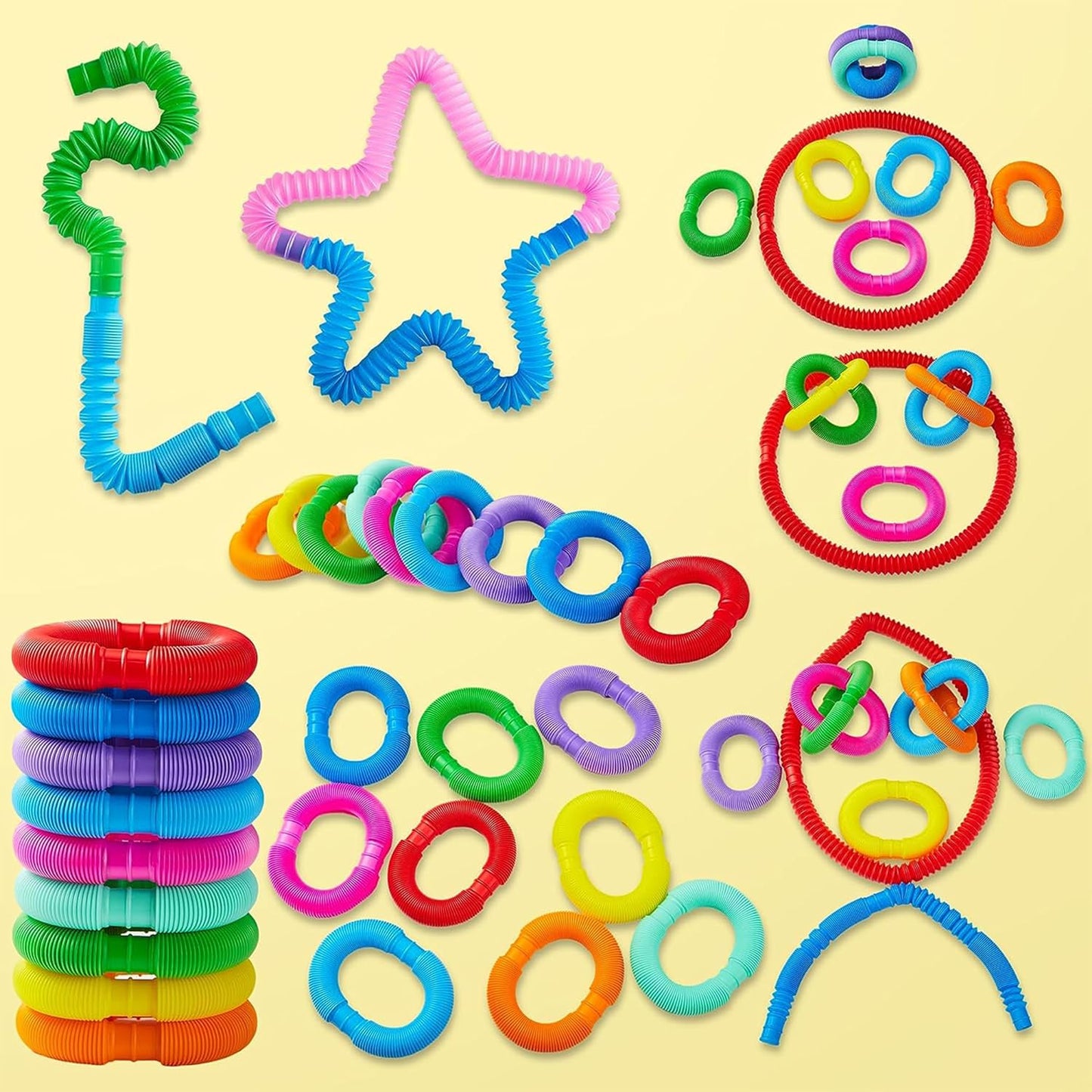 JOYIN 18 Pack Pop Tubes, Sensory Toys (Small) Fidget Toys Party Favors - 9 Colors, Creativity Learning & Fun for Toddler Kids - Perfect for Easter Goodie Bags, Classroom School Reward