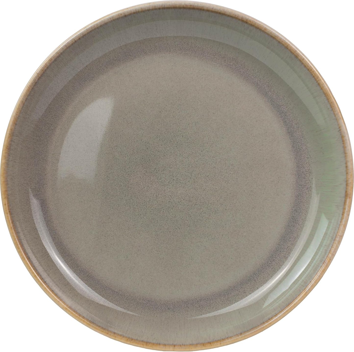 Sango 16-Piece Stoneware Dinnerware Set for 4, Glossy Cream/Green Big Dinner Plates and Bowls Sets with Reactive Glaze, Ceramic Dish Set, Modern Dishes, Microwave & Dishwasher Safe, Resona Moss