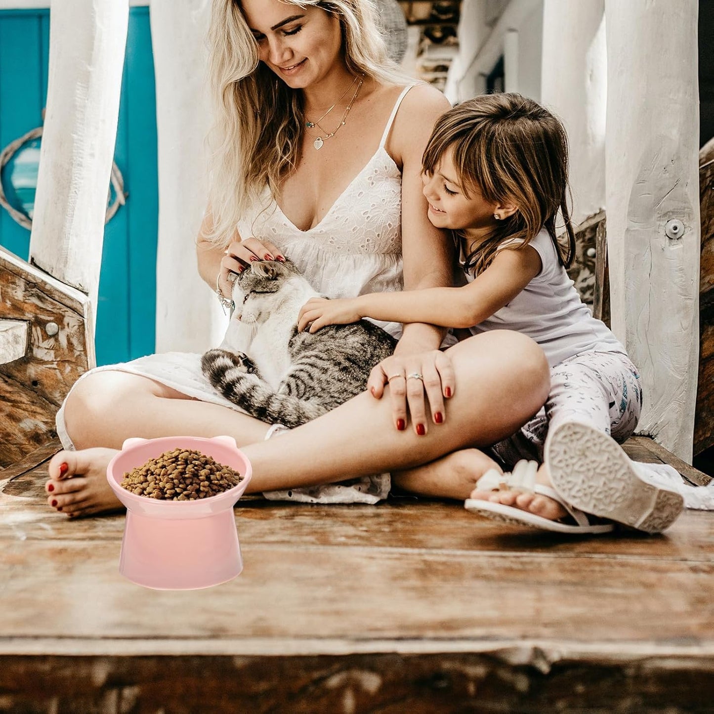 Milisten Elevated Pet Food Bowl with Neck Guard Raised Tilted Footed Feeder Cat Dog Slow Feeding Dish Pink for Small Pets