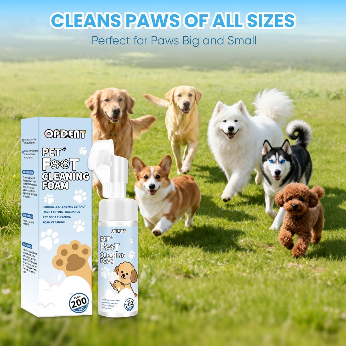 Paw Cleaner for Dogs & Cats - No-Rinse Foaming Pet Foot Washer - paw Cleaner for Dogs Built-in Scrubber Brush for Dirty, Muddy Paws - Dog feet Cleaner (Gardenia)