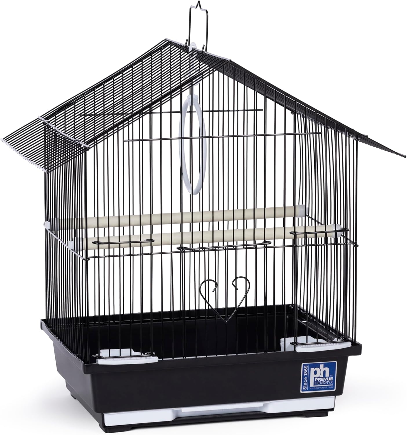 Prevue Pet Parakeet Manor Bird Cage with Handle - Versatile Carrier for Home or Travel, Small Bird Accessories, Easy Storage, Ideal for Canaries, Budgies, Finches, Parakeets, and More - Black