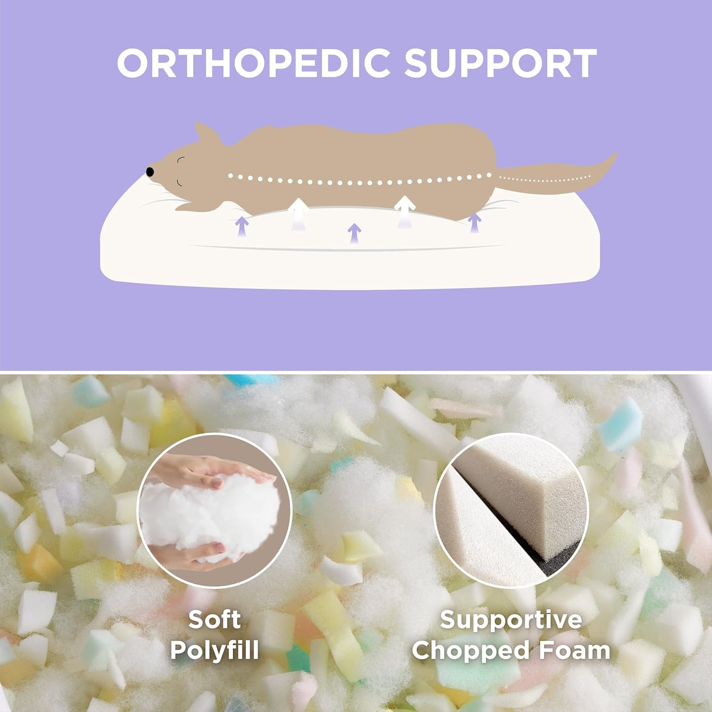 LE SURE Dog Beds Large Sized-Thick Shredded Chopped Foam Pet Bed Indoor as Bed Gift with Removable Cover, Cute Modern Fuzzy Plush & Anti Slip Bottom, Green