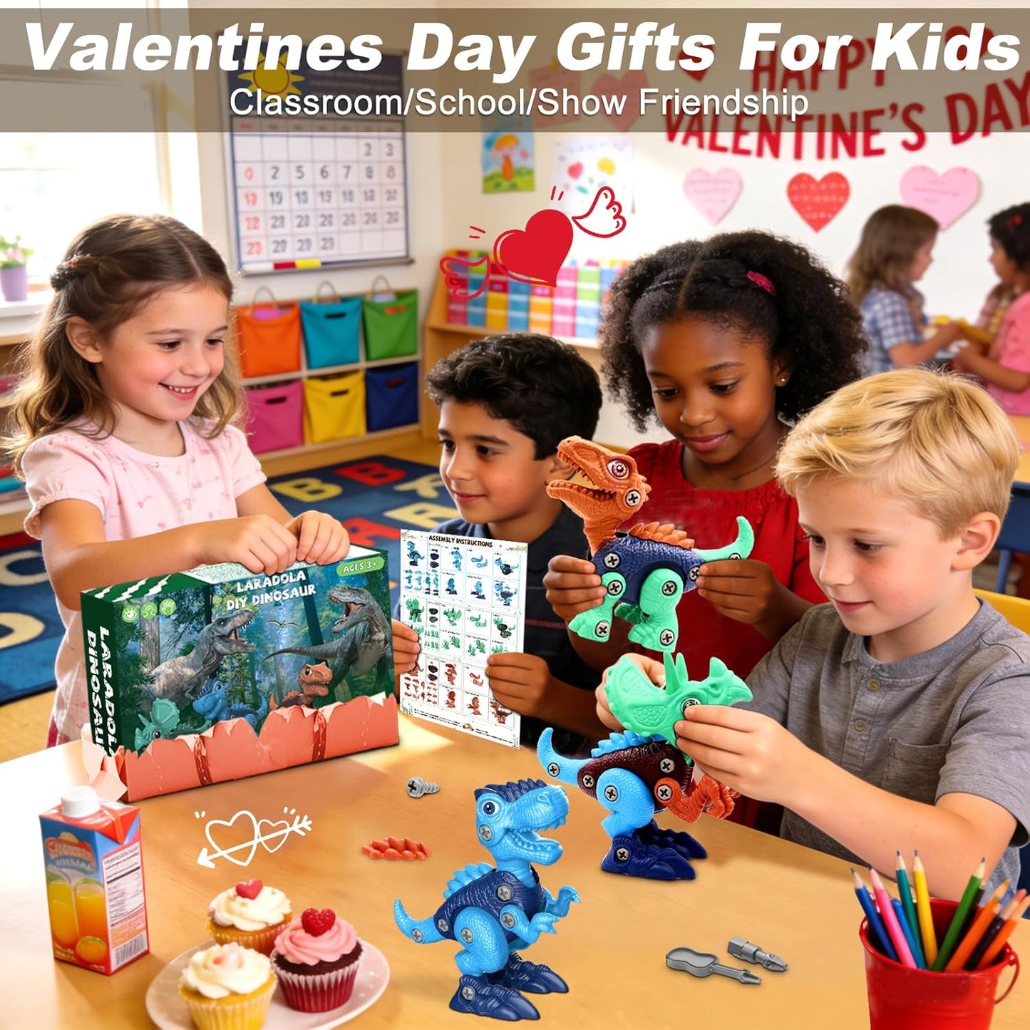 Laradola Dinosaur Toys for 3 4 5 6 7 8 Year Old Boys, Take Apart Dinosaur Toys for Kids 3-5 5-7 STEM Construction Building Kids Toy with Electric Drill, Party Christmas Birthday Gifts Boys Girls