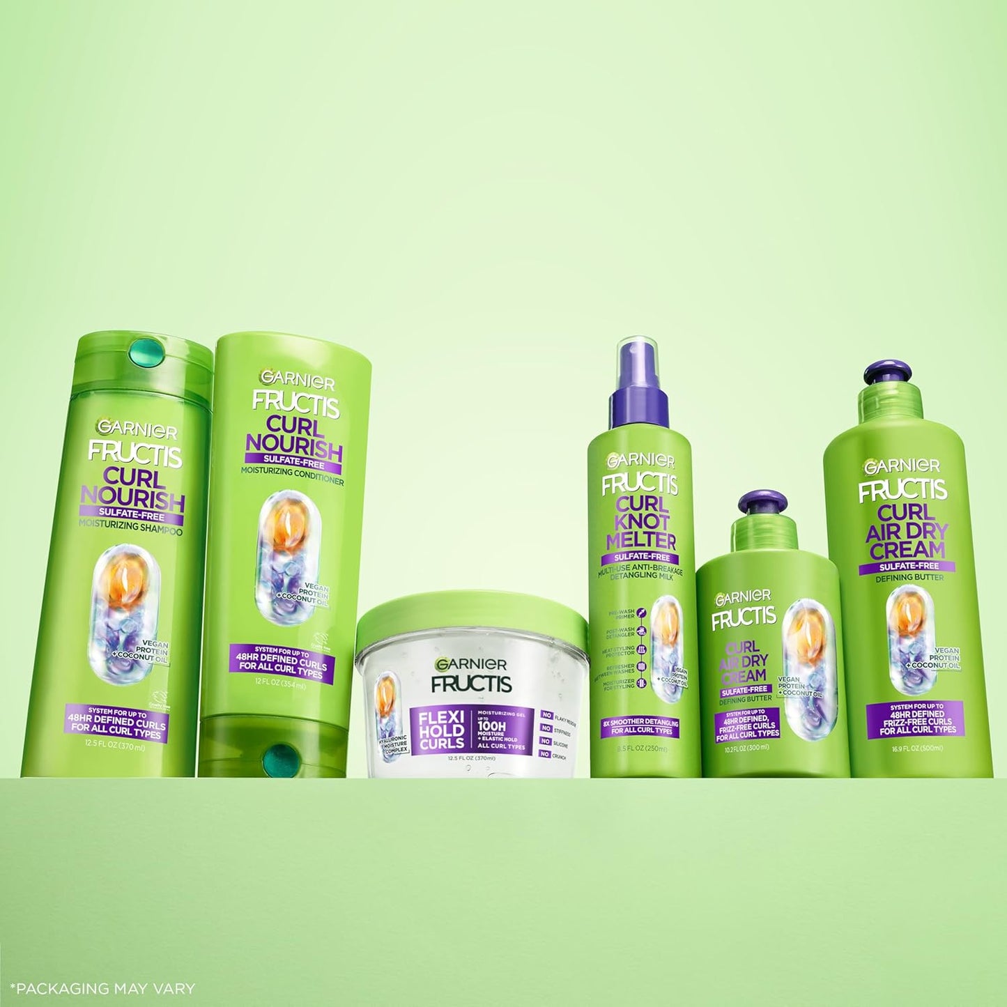 Garnier Fructis Curl Nourish Air Dry Cream, Sulfate Free Defining Butter Leave-in Conditioner, 10.2 Fl Oz, 2 Count (Packaging May Vary)