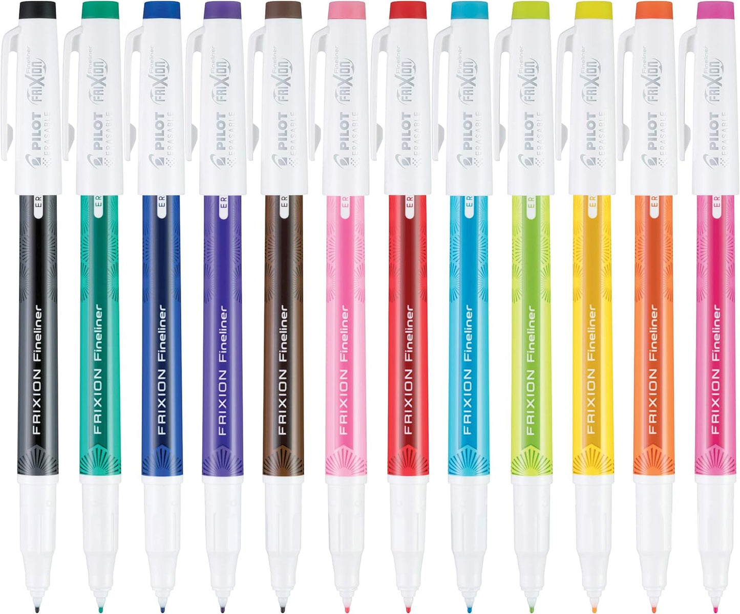 PILOT Pen 11452 FriXion Fineliner Erasable Marker Pens, Fine Point, Assorted Color Inks, 12 Count-Pack