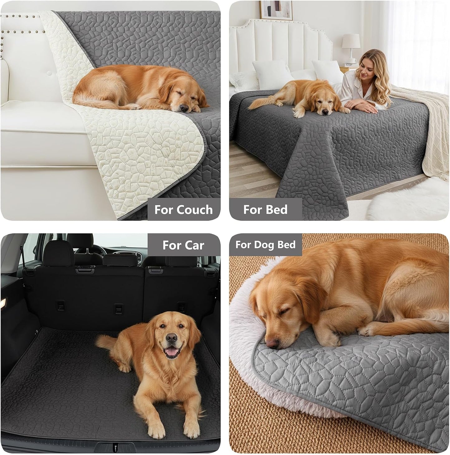 Waterproof Dog Blanket, Anti-Slip Pet Couch Sofa Cover Washable Bed Furniture Protector for Hair Resistant-52x82,Darkgrey
