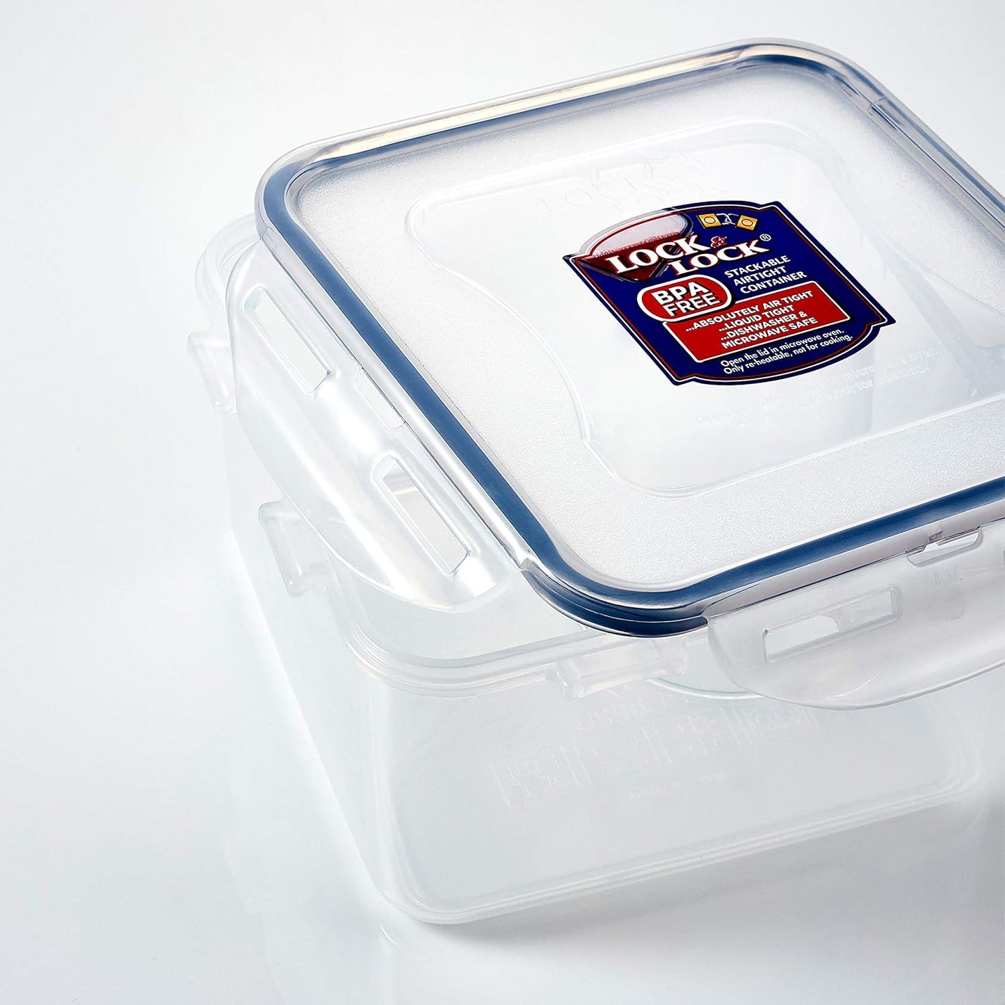 LOCK & LOCK Easy Essentials Food Storage lids/Airtight containers, BPA Free, 10 Piece - Square, Clear