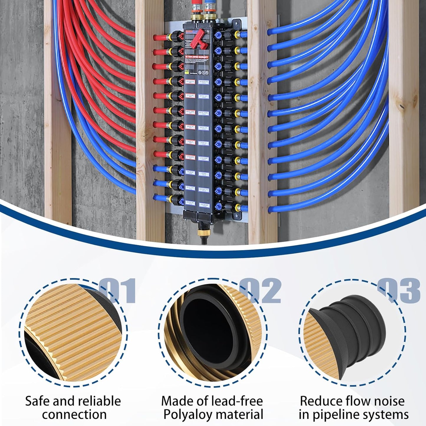 50141 3/4" PEX Crimp Supply Adapter for Viega ManaBloc and MiniBloc 1" Nominal Inlet Ports - 3 Pcs