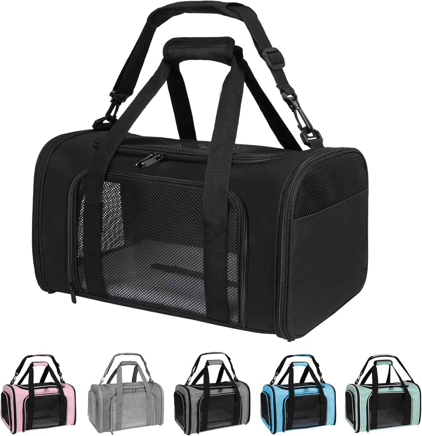 Carriers Soft-Sided Pet Carrier for Medium Large Cats Dogs Under 35Lbs,Breathable Mesh Ventilation Design,Airline Approved Cat Carrying Case(X-Large,Black)