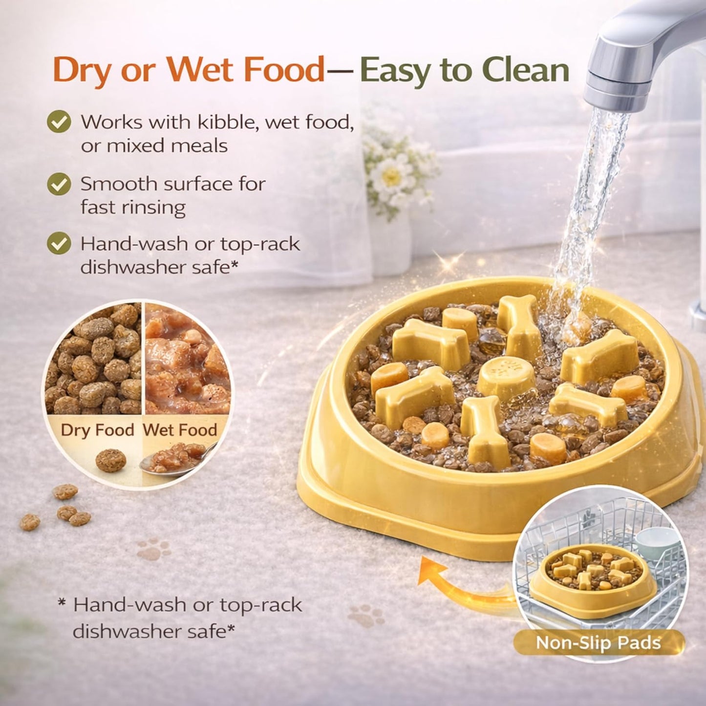 Slow Feeder Bowl for Small & Medium Cats & Dogs - Durable Slow Feeding Bowl with Non-Slip Base - Anti-Choking Puzzle Food Bowl for Dogs That Helps Mental Stimulation & Reduces Fast Eating-Green