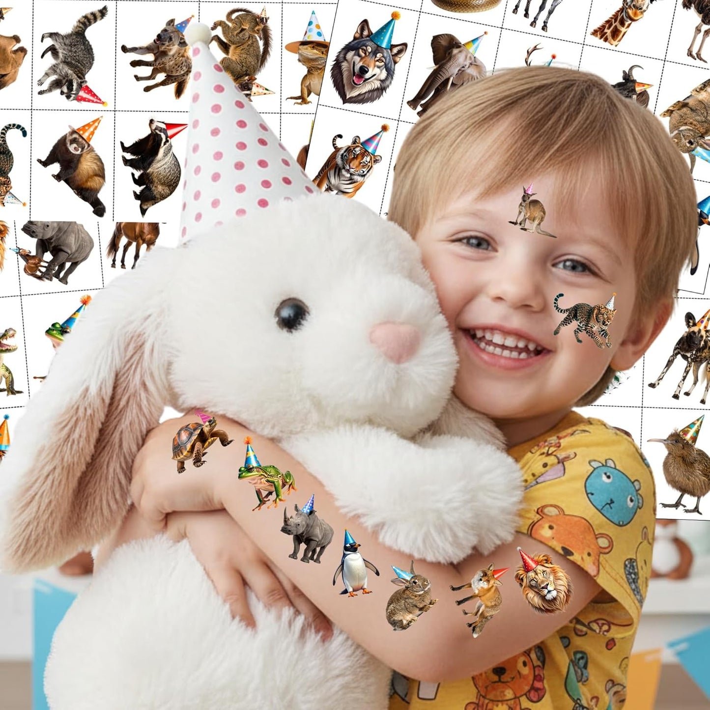 Jungle Animal Temporary Tattoos | Wildlife Animal Themed Birthday Party Decorations Zoo Party Favors Supplies Accessories Stickers Decor Gift Idea For Kids Adult Teen Boy Girl