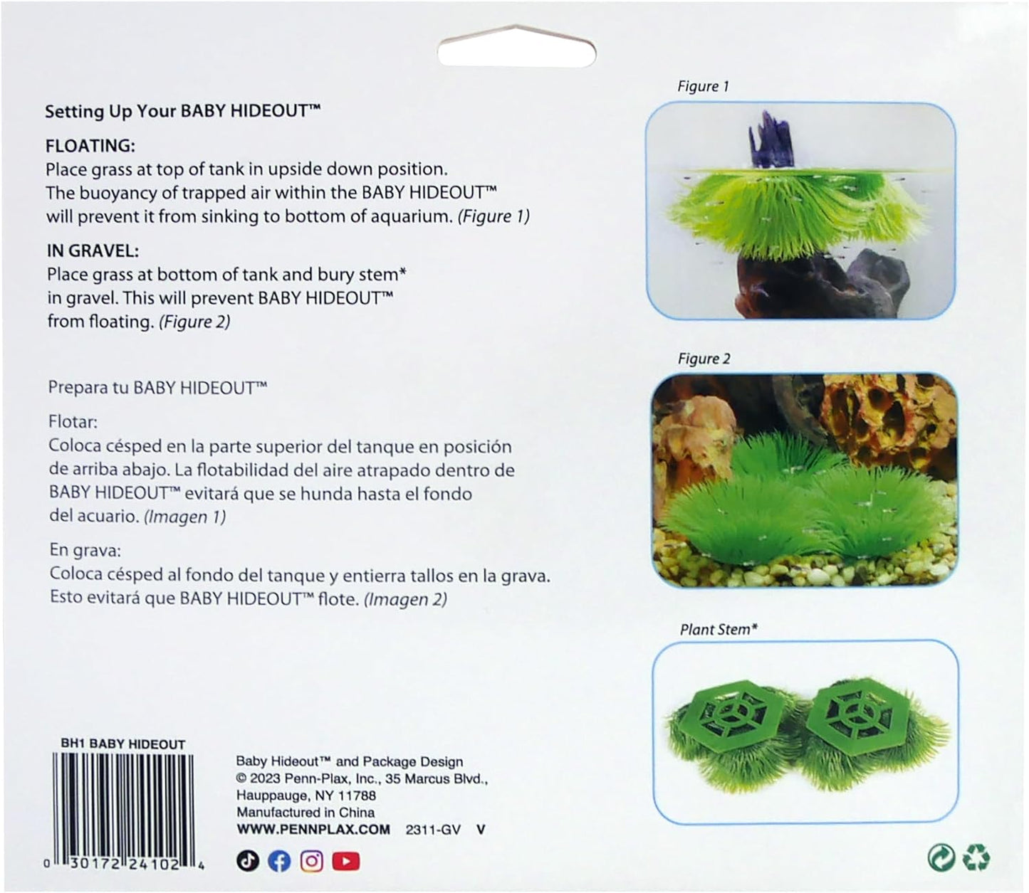 Penn-Plax Fish Breeding Grass – Baby Hideout for Fry – Great for Livebearers and Egg Layers – Plastic Aquarium Plants – 2 Pieces